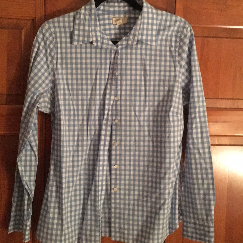 Lands End blue gingham dress shirt